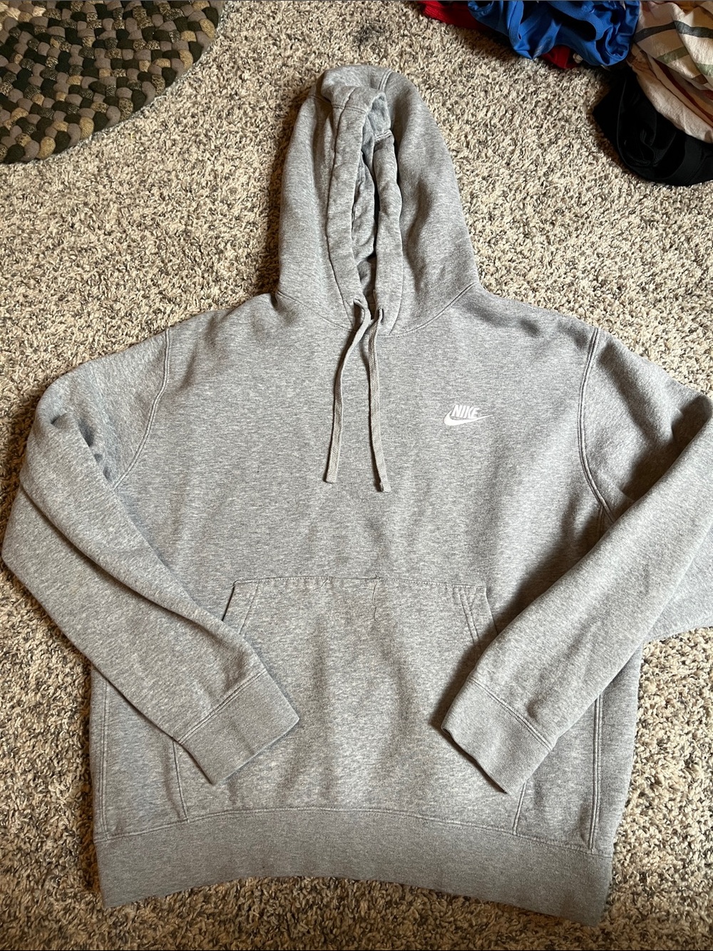 Nike Heather Gray Pullover Hoodie with White Swoosh